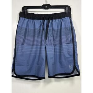 Travis Mathew Striped Board Shorts Mens Sz M Blue/Blk